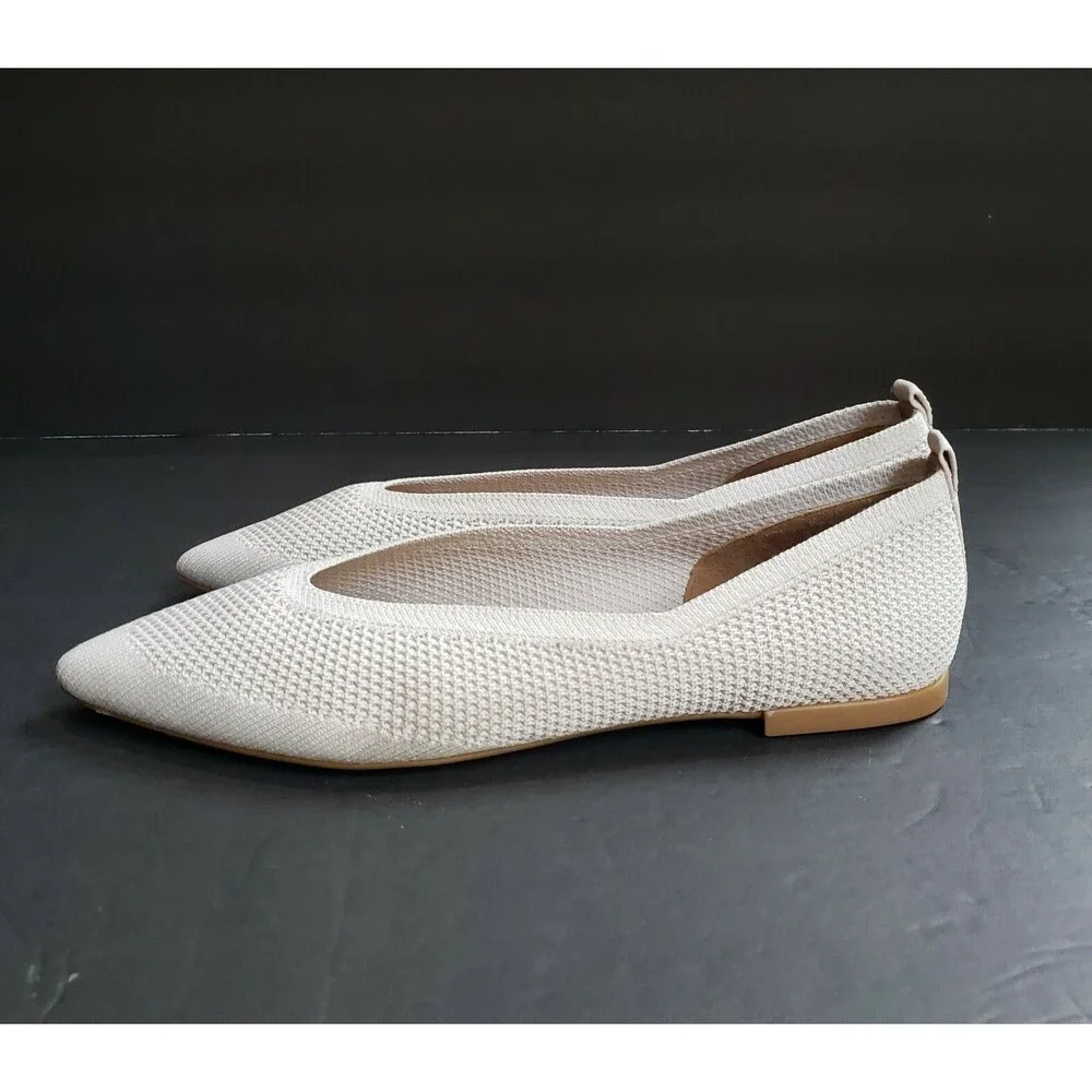 Everlane 40 Hour ReKnit Ballet Flats Womens Size 11 Light Stone Knit Pointed Toe